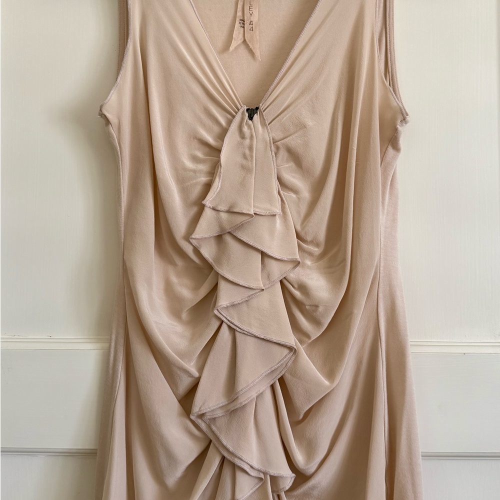 Bailey 44 Peach Sleeveless Blouse with Ruffle Detail size S